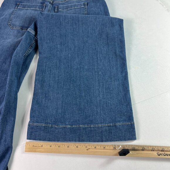 Spanx Jean Women 33x23* Cropped Wide Leg Patch Pockets Blue Stretch Denim Tag XL - Picture 11 of 16